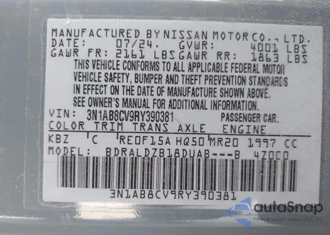 2024 Nissan Sentra Sv Xtronic Cvt from USA, damaged, VIN 3N1AB8CV9RY390381